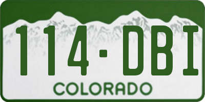 CO license plate 114DBI