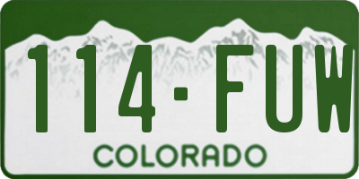 CO license plate 114FUW