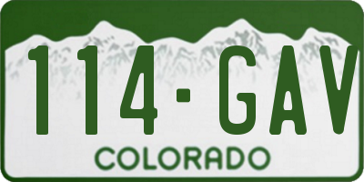 CO license plate 114GAV