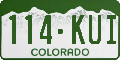 CO license plate 114KUI