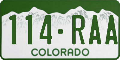 CO license plate 114RAA