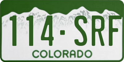 CO license plate 114SRF