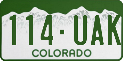 CO license plate 114UAK