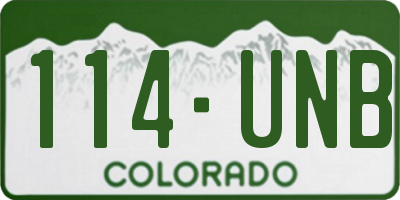 CO license plate 114UNB