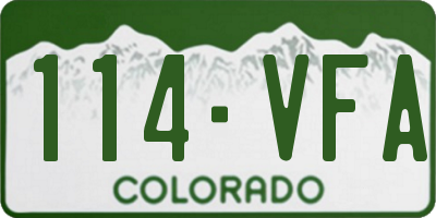 CO license plate 114VFA