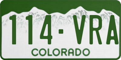 CO license plate 114VRA