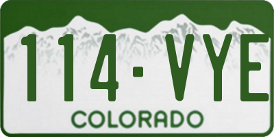 CO license plate 114VYE