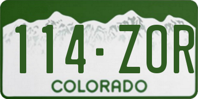 CO license plate 114ZOR