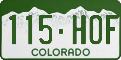 CO license plate 115HOF