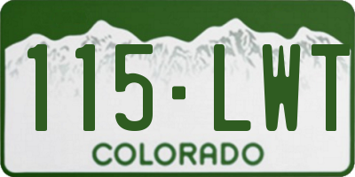 CO license plate 115LWT