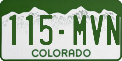 CO license plate 115MVN
