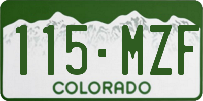 CO license plate 115MZF