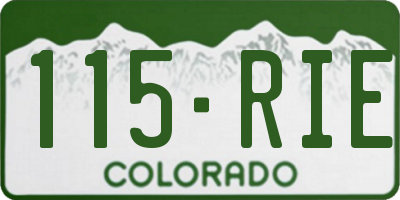 CO license plate 115RIE
