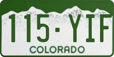 CO license plate 115YIF