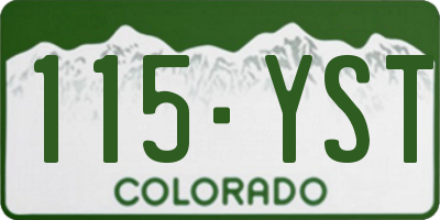 CO license plate 115YST
