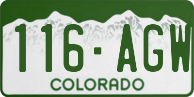 CO license plate 116AGW