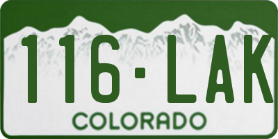 CO license plate 116LAK
