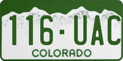 CO license plate 116UAC