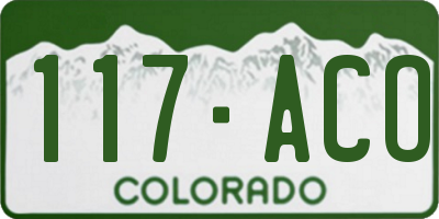CO license plate 117ACO