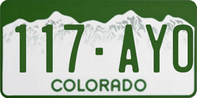 CO license plate 117AYO