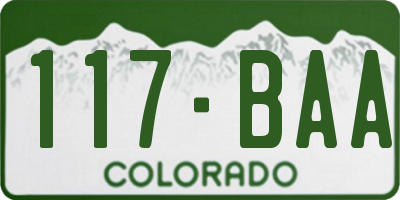 CO license plate 117BAA