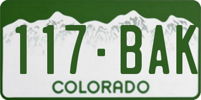 CO license plate 117BAK
