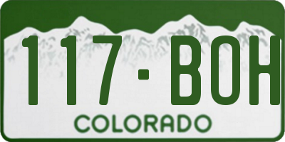 CO license plate 117BOH