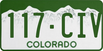 CO license plate 117CIV