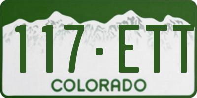 CO license plate 117ETT