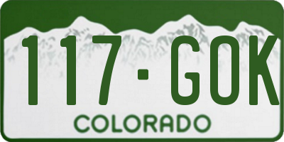 CO license plate 117GOK