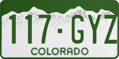 CO license plate 117GYZ