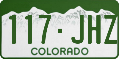 CO license plate 117JHZ