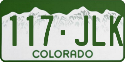 CO license plate 117JLK