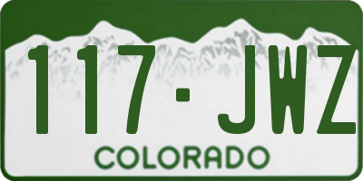CO license plate 117JWZ