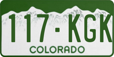 CO license plate 117KGK