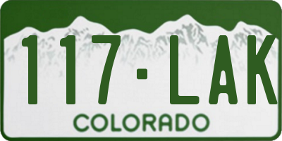 CO license plate 117LAK