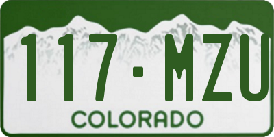 CO license plate 117MZU