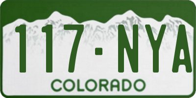 CO license plate 117NYA