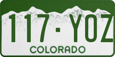 CO license plate 117YOZ
