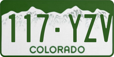 CO license plate 117YZV