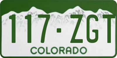 CO license plate 117ZGT