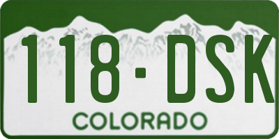 CO license plate 118DSK