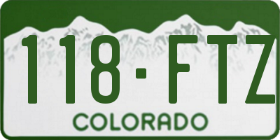 CO license plate 118FTZ