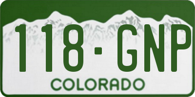 CO license plate 118GNP