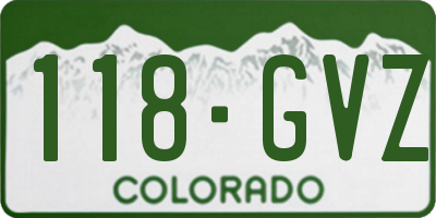 CO license plate 118GVZ