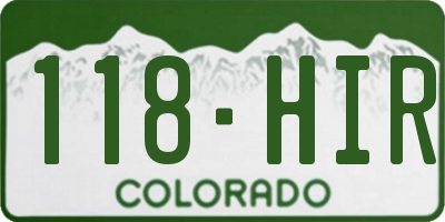 CO license plate 118HIR
