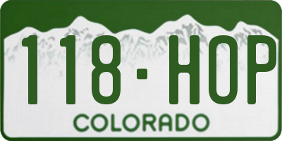 CO license plate 118HOP