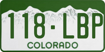 CO license plate 118LBP