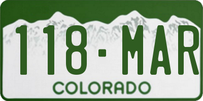 CO license plate 118MAR