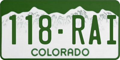 CO license plate 118RAI